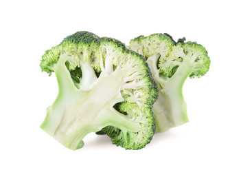 Photo of Fresh green broccoli isolated on white. Organic food