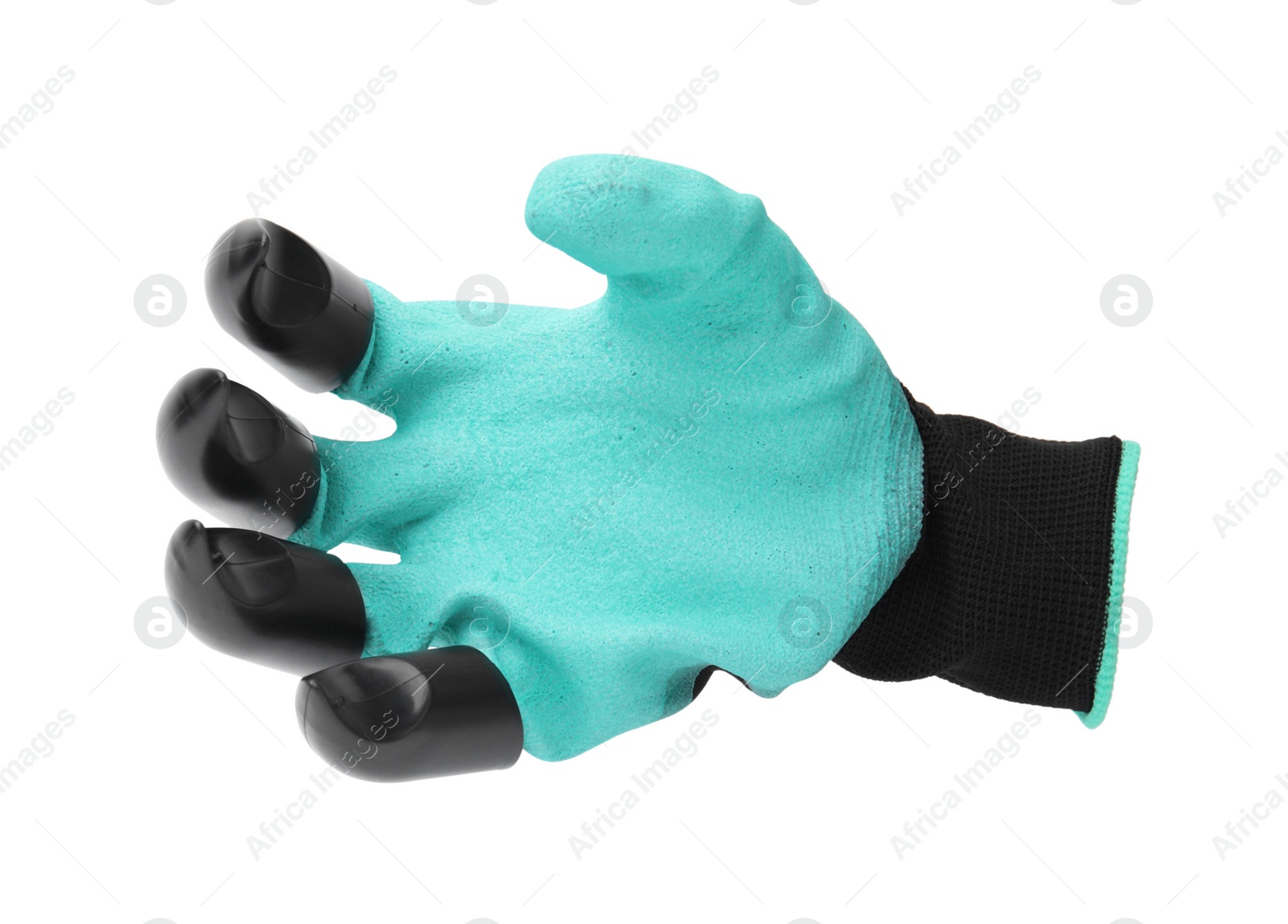 Image of One gardening glove with claws isolated on white