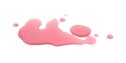 Photo of Puddle of red liquid on white background