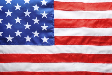 American flag as background, top view. National symbol of USA