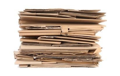 Photo of Stack of cardboard pieces isolated on white