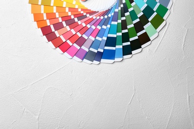 Photo of Color palette samples on white background