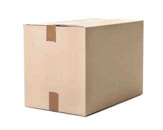 Photo of Cardboard box on white background