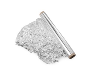 Roll of aluminum foil isolated on white