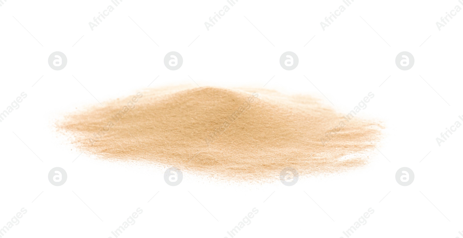 Photo of Heap of dry beach sand on white background