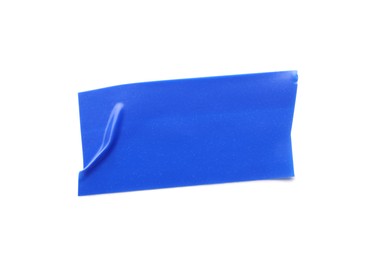 Photo of Piece of blue insulating tape isolated on white, top view