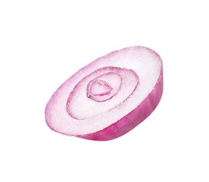 Photo of Slice of fresh red ripe onion isolated on white