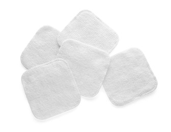 Photo of Soft clean cotton pads on white background, top view