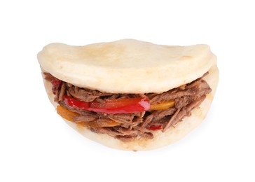 Delicious gua bao isolated on white, top view