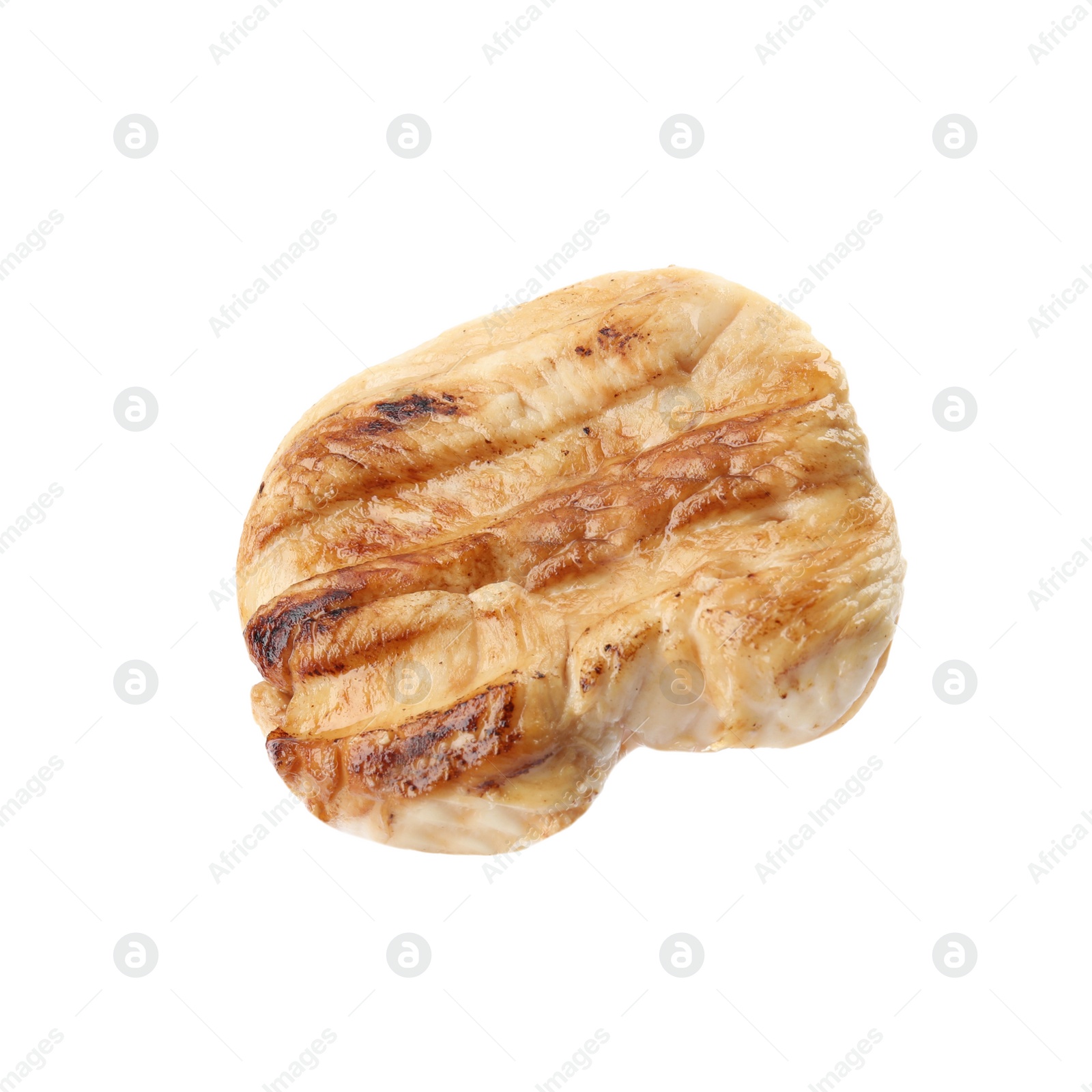 Photo of Piece of delicious grilled meat on white background