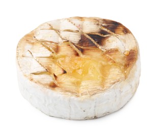 Tasty baked camembert with honey isolated on white