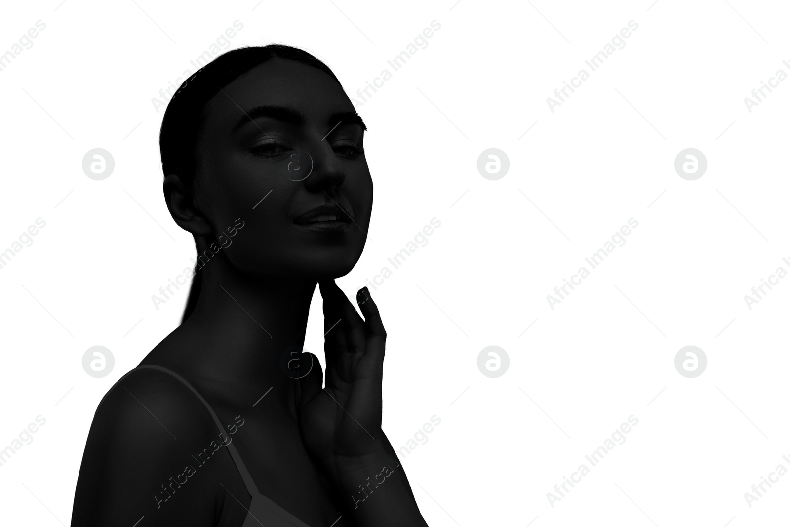 Image of Silhouette of one woman isolated on white