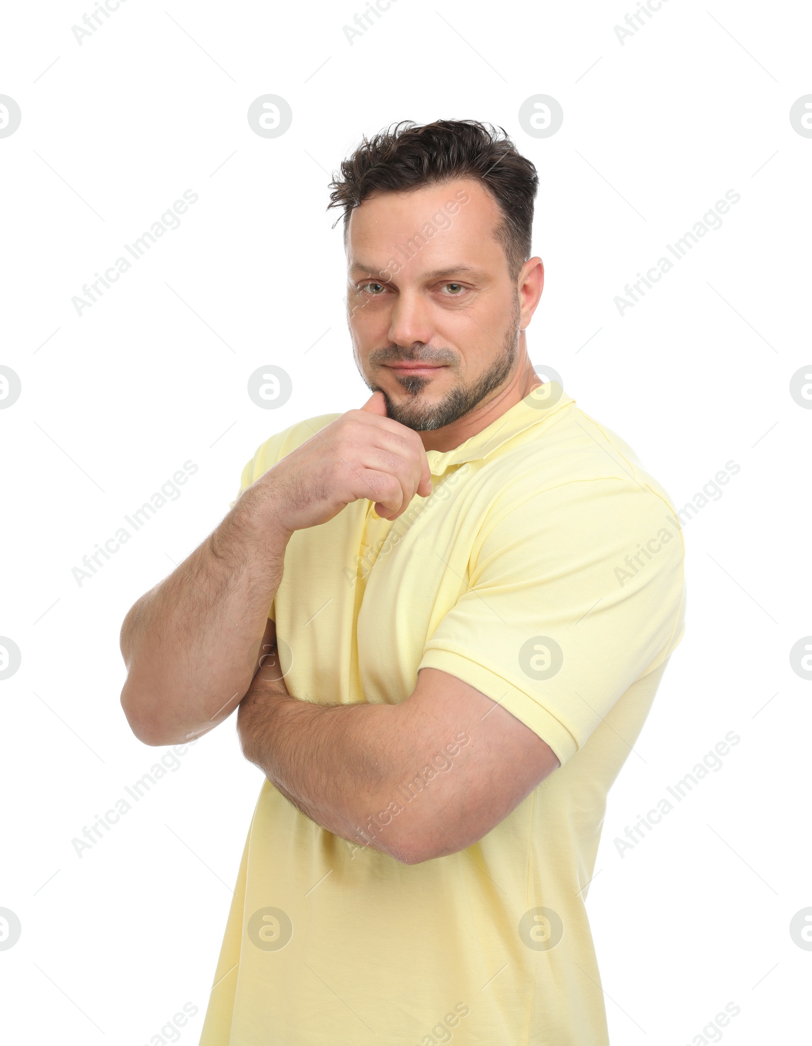 Photo of Portrait of handsome man on white background