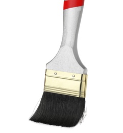 Photo of New paint brush on white background. Decorating tool