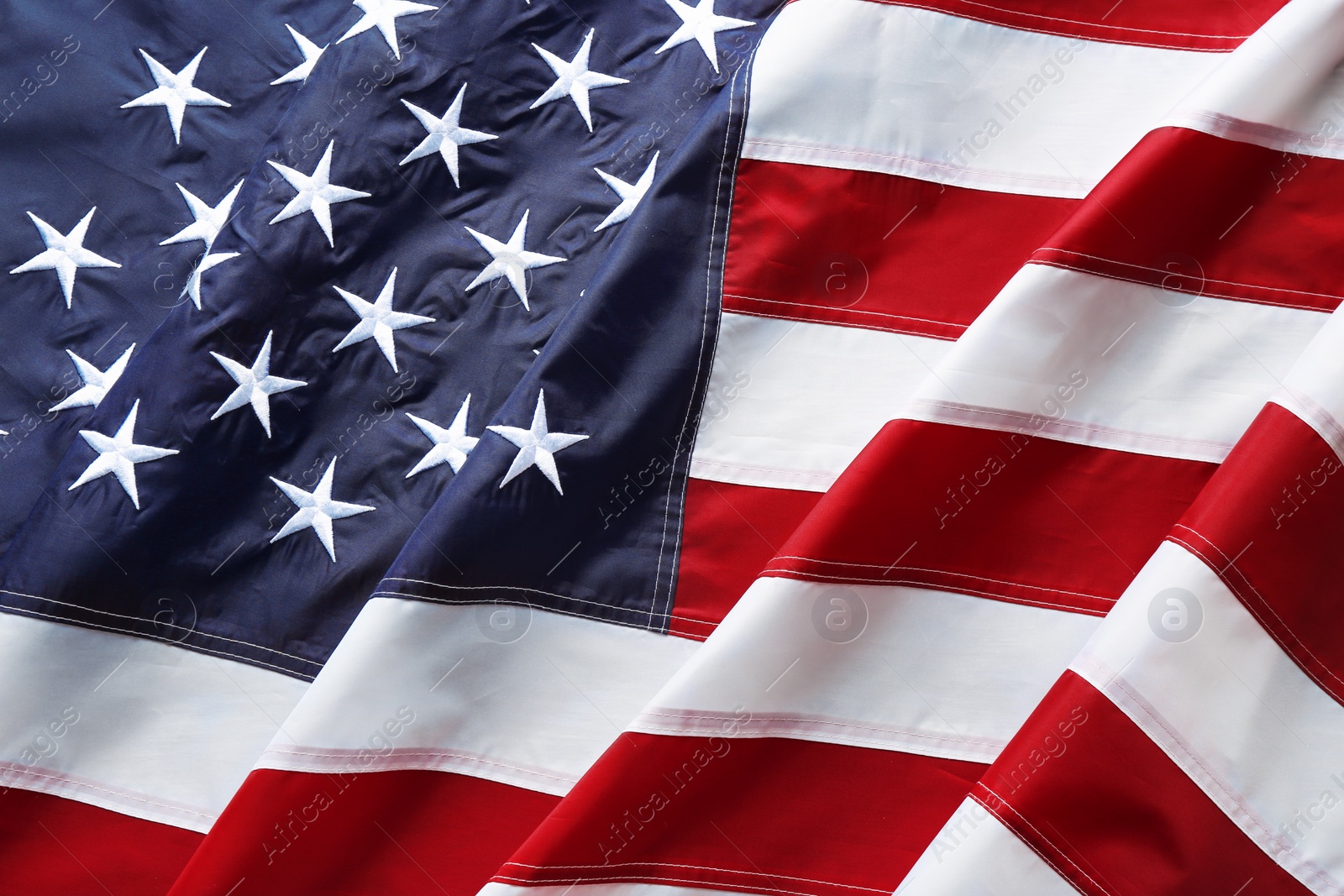 Photo of American flag as background, top view. National symbol of USA