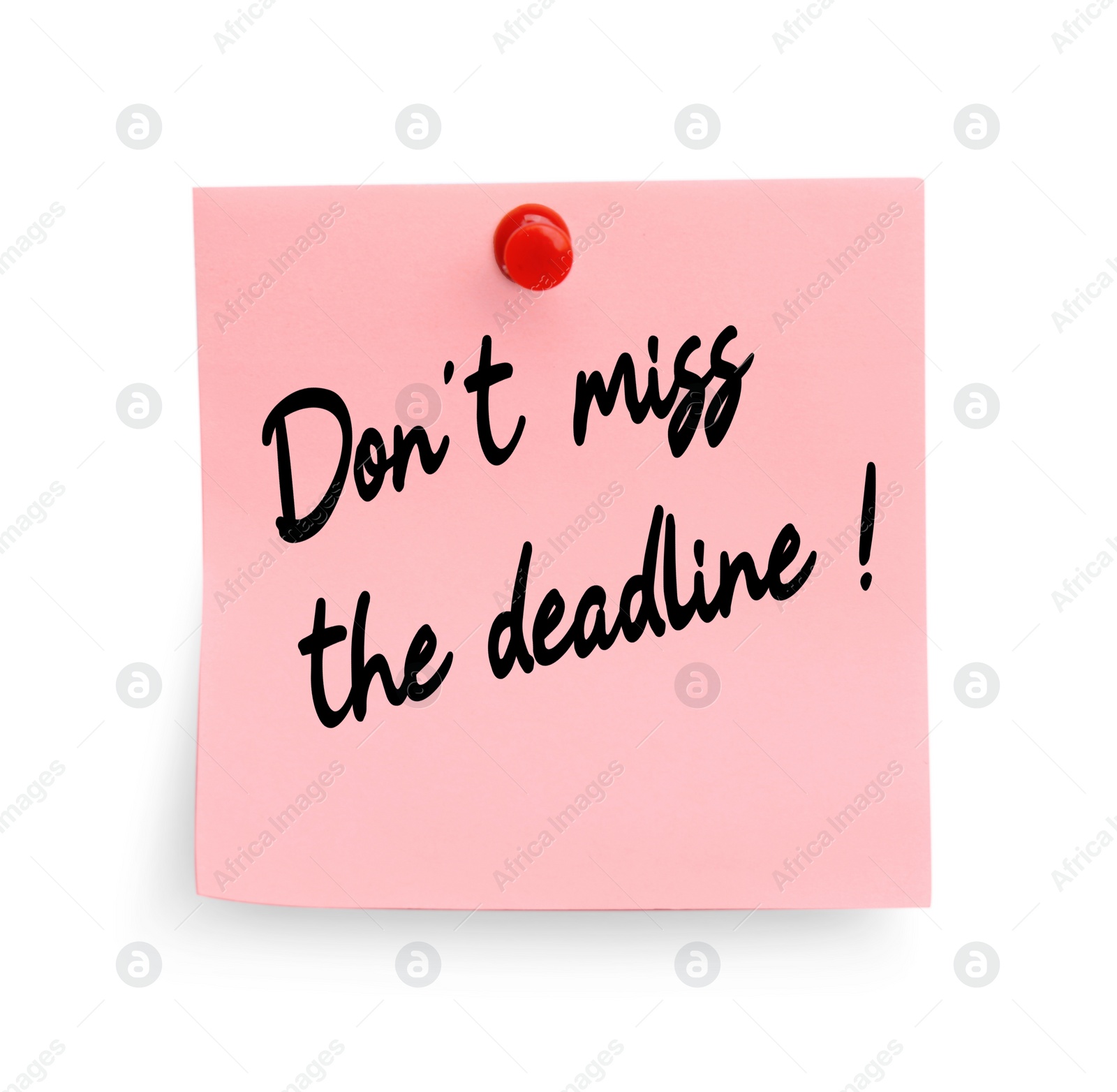 Image of Note with reminder Don't Miss The Deadline attached to white wall