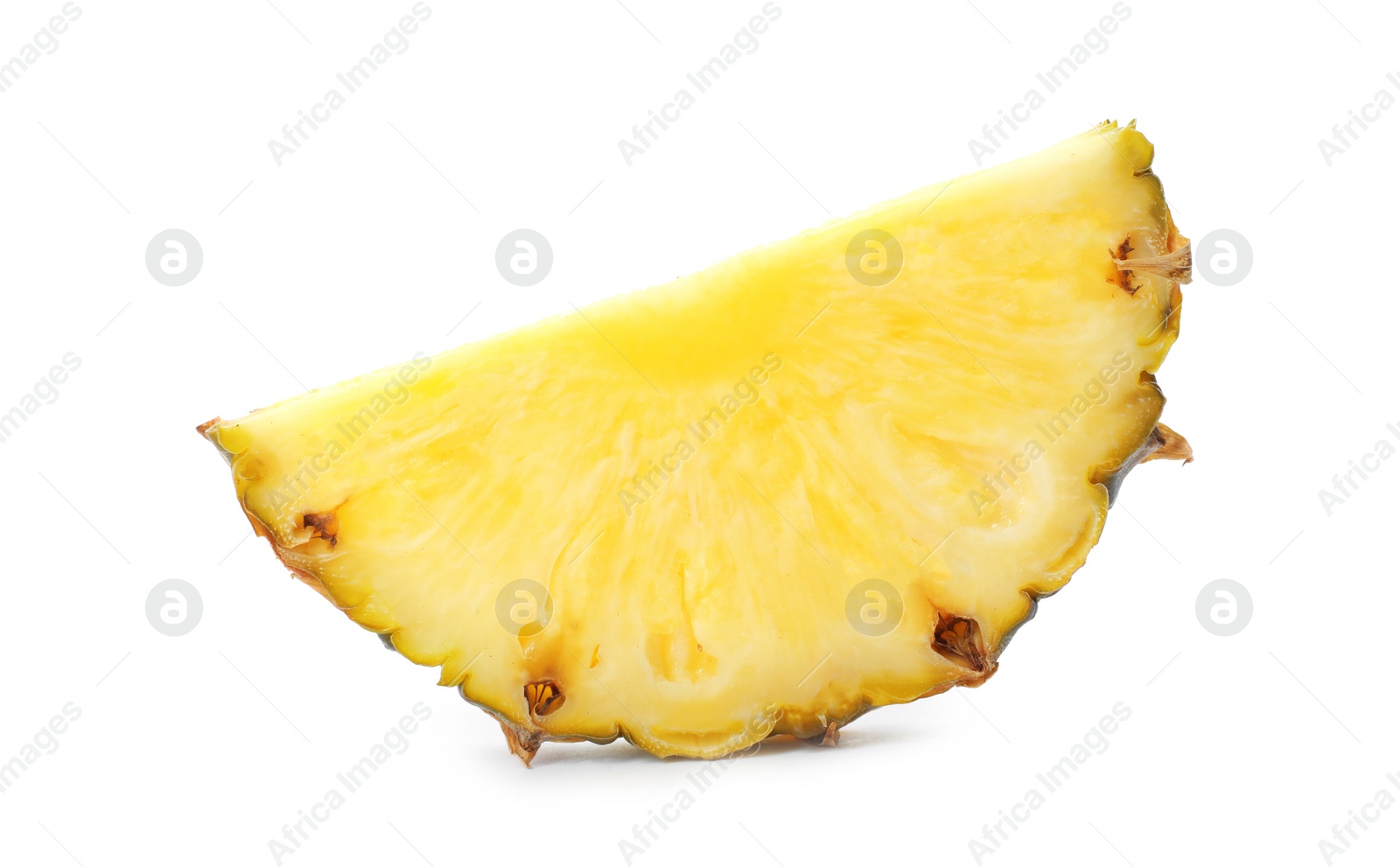 Photo of Slice of tasty juicy pineapple on white background