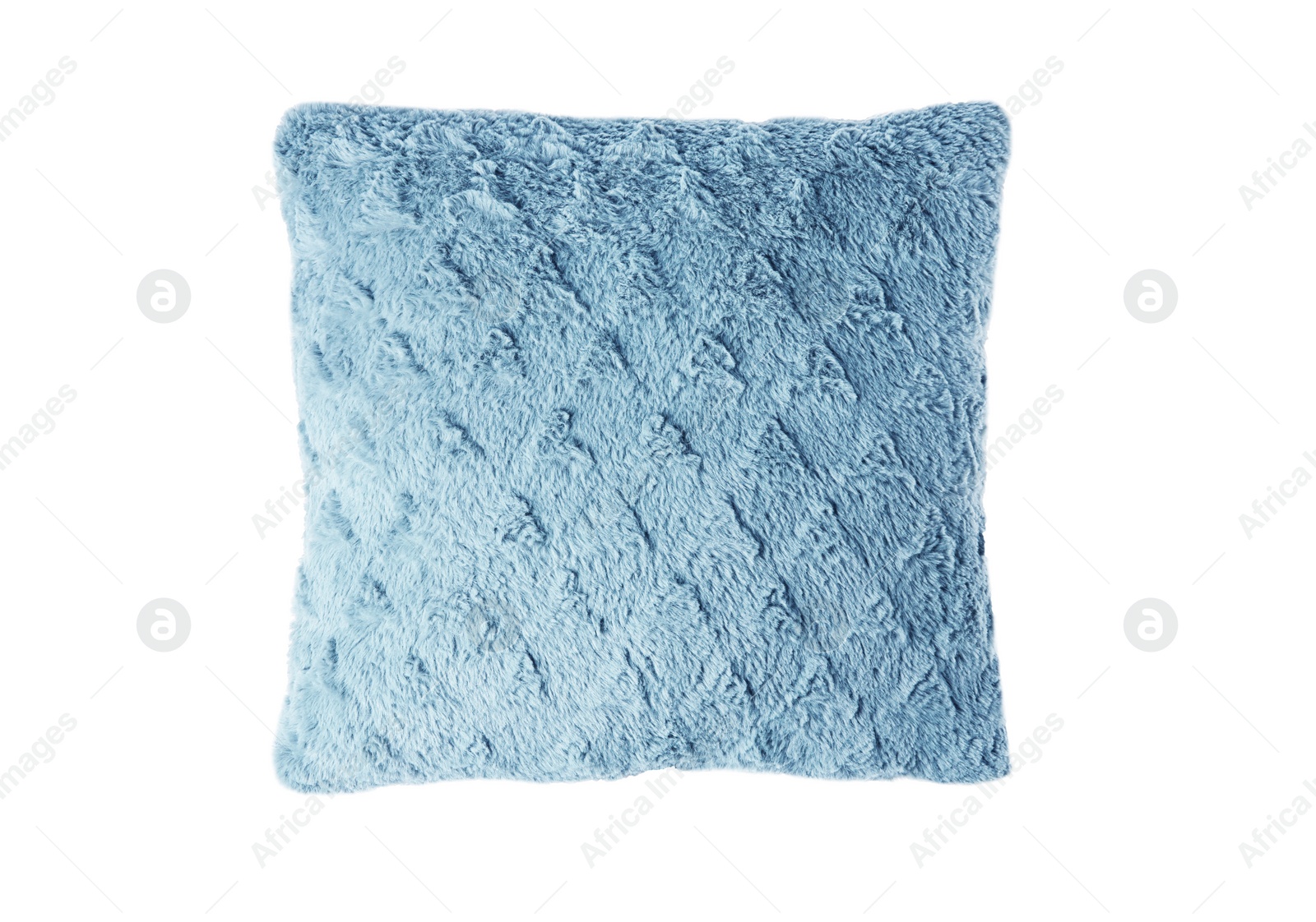 Photo of Soft decorative pillow on white background