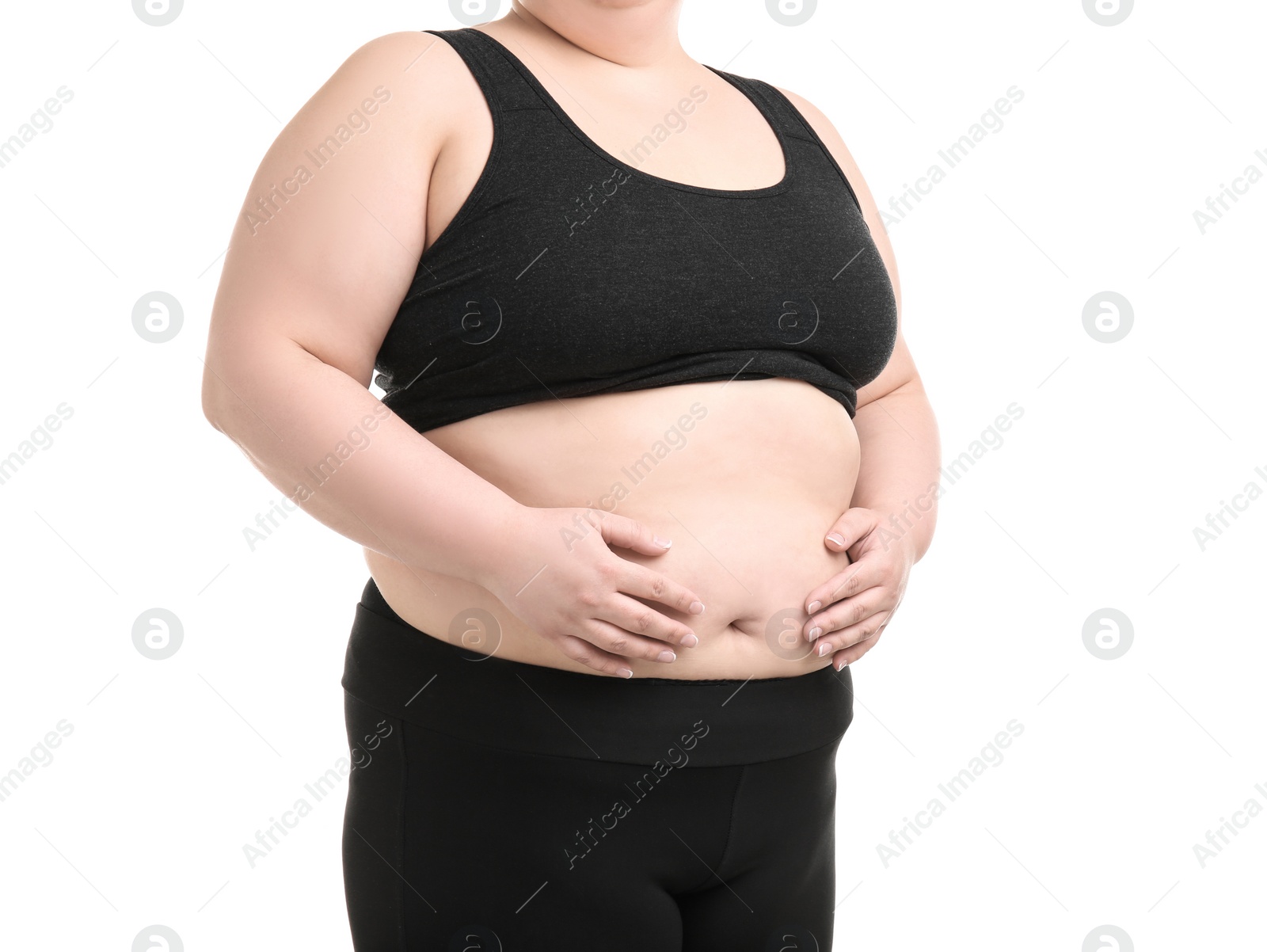 Photo of Overweight woman on white background