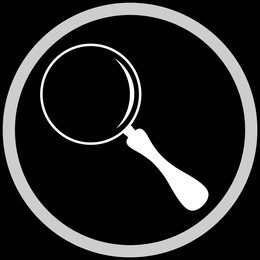 Image of Magnifying glass in frame, illustration on black background