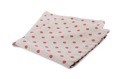 Photo of Cloth kitchen napkin with polka dot pattern isolated on white