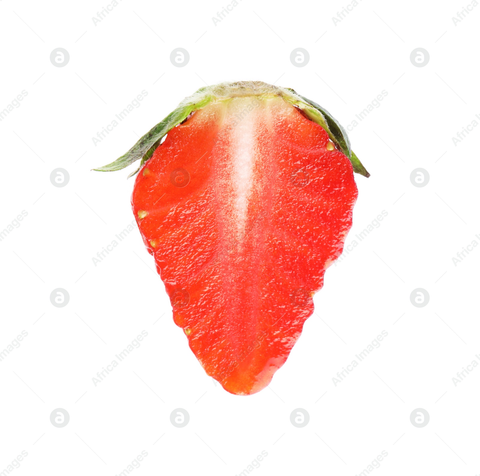 Photo of Piece of delicious ripe strawberry isolated on white