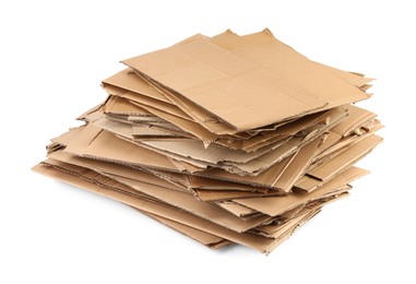 Photo of Stack of cardboard pieces isolated on white