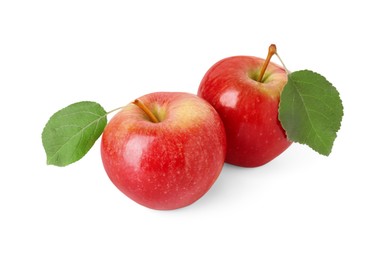 Fresh ripe red apples isolated on white