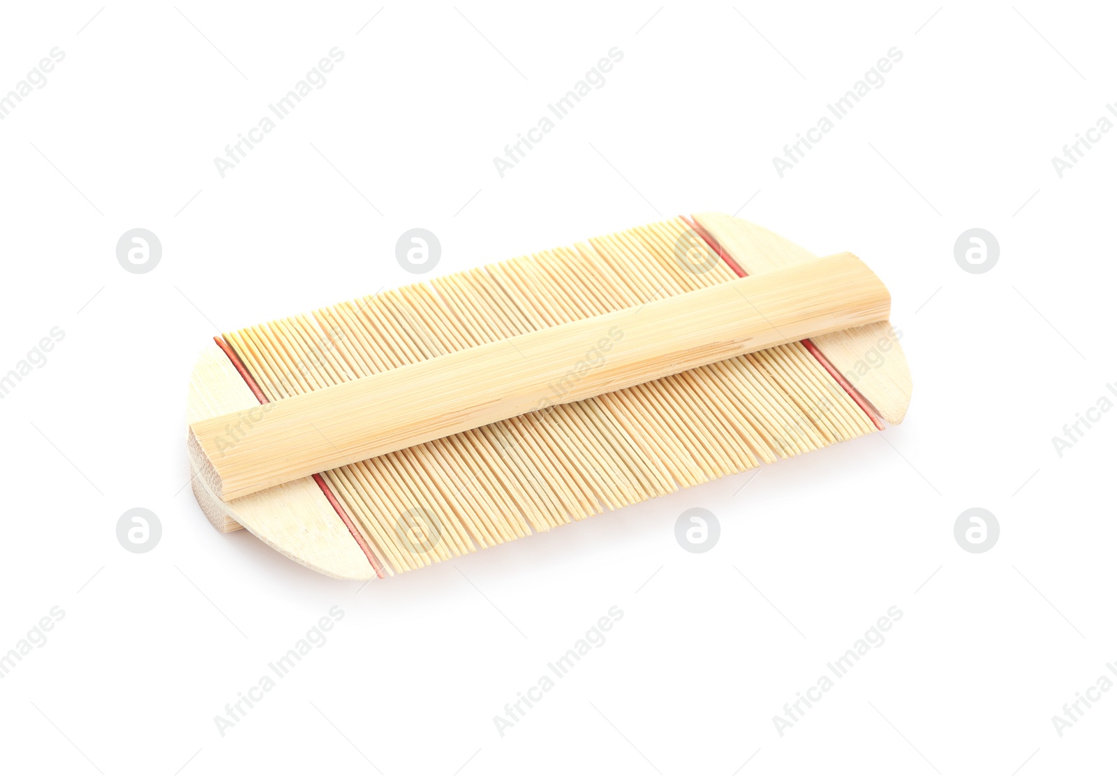 Photo of New wooden beard comb isolated on white