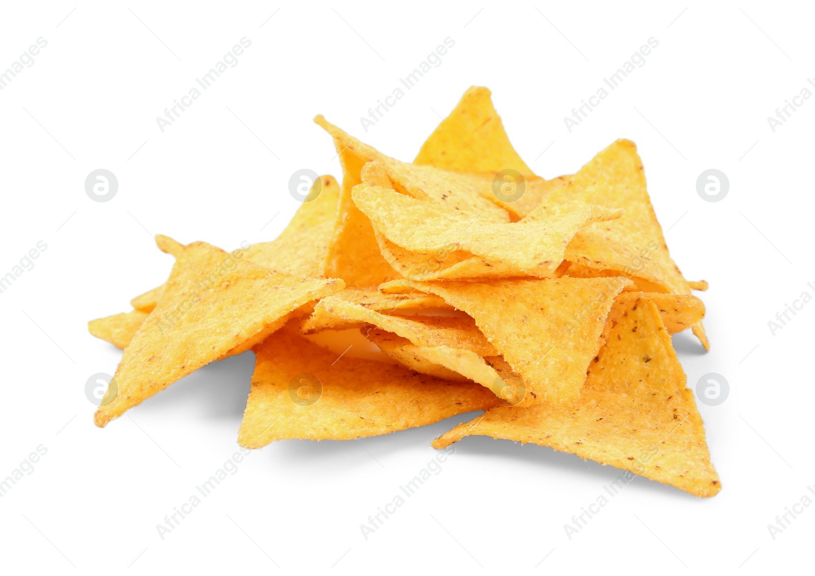 Photo of Tasty Mexican nachos chips on white background