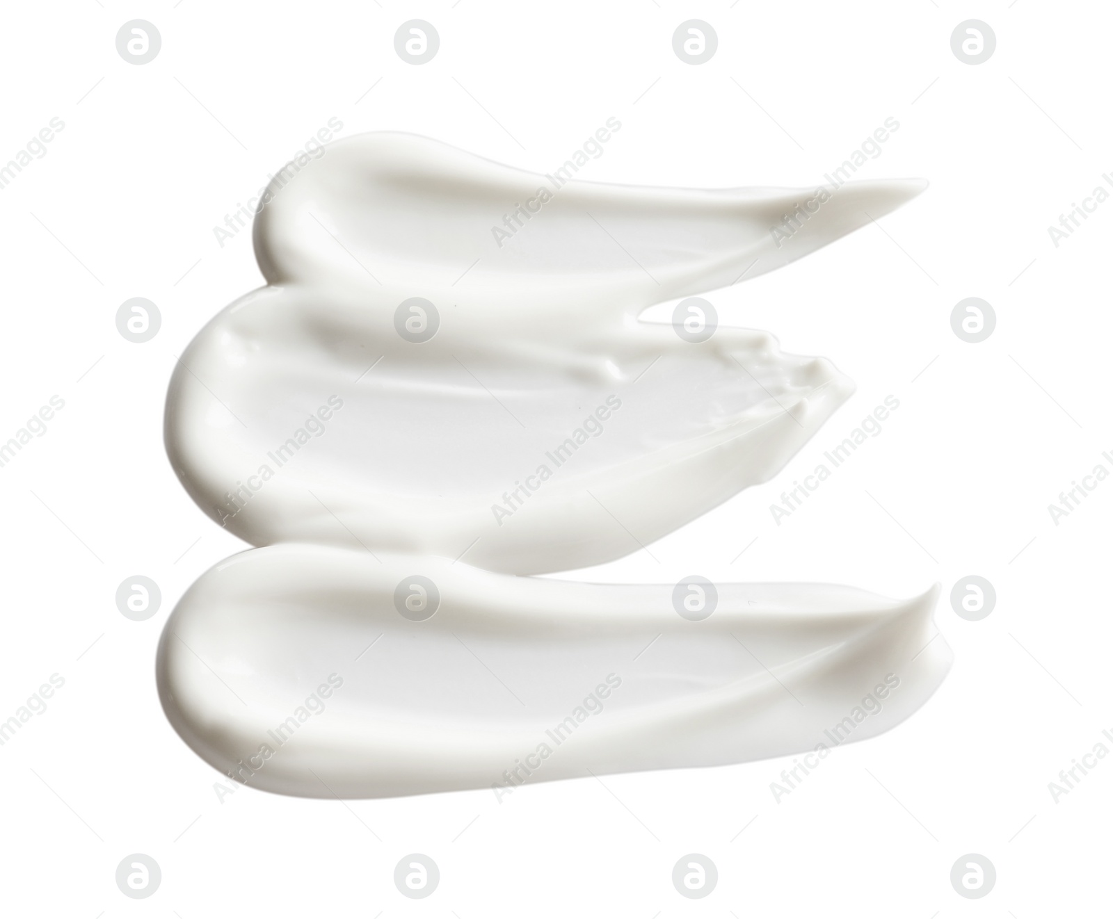 Photo of Samples of facial cream on white background