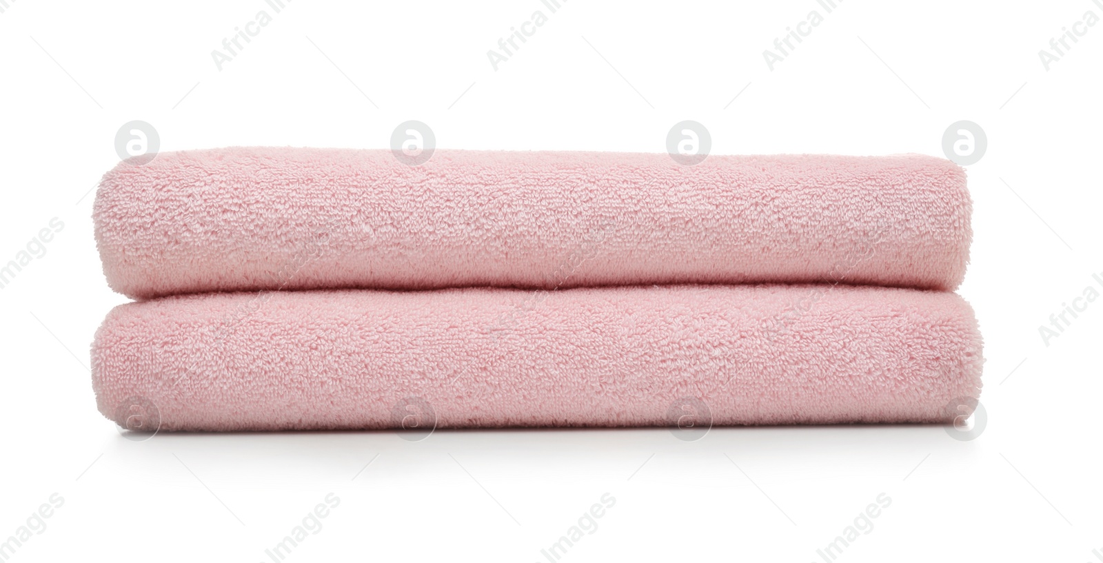 Photo of Clean color folded towels on white background