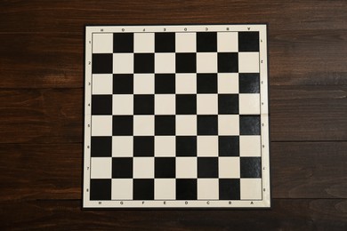 Photo of Game checkerboard on wooden table, top view