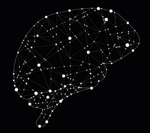 Illustration of human brain on black background