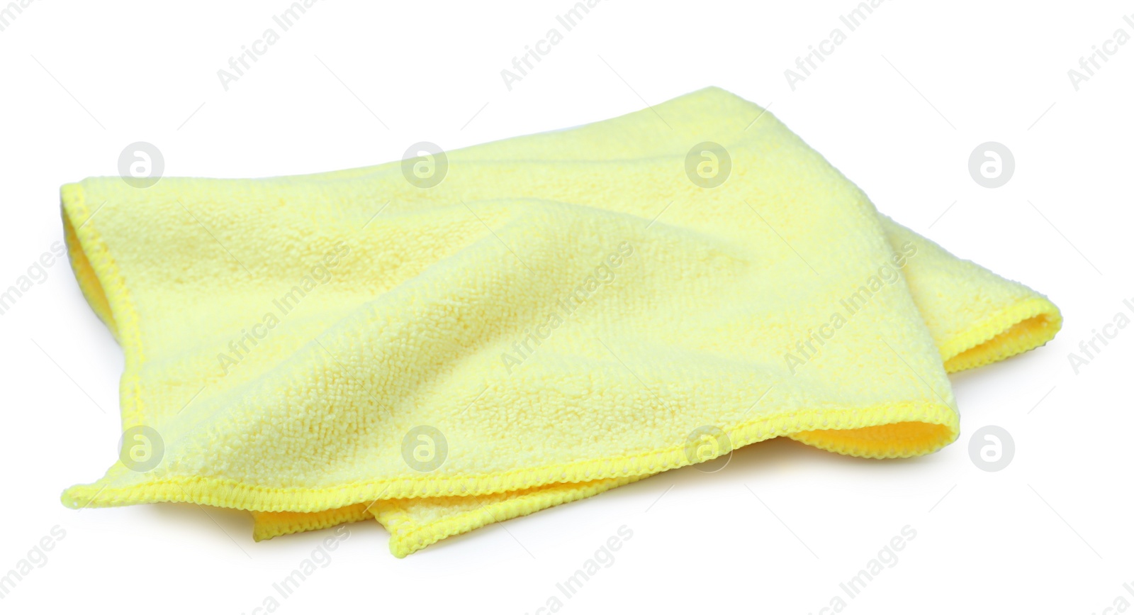 Photo of Pale yellow microfiber cloth isolated on white