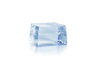 Photo of Crystal clear ice cube isolated on white