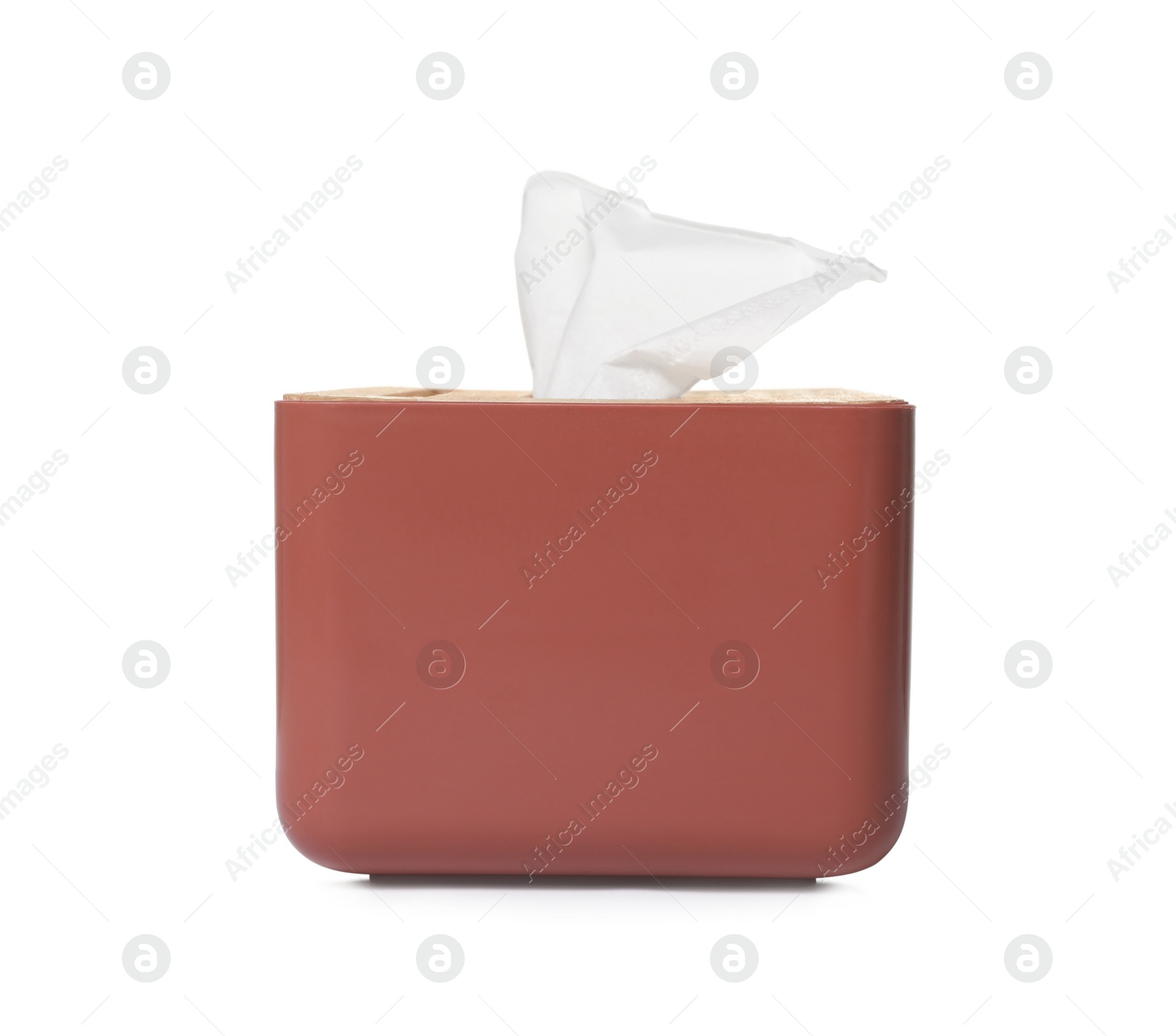 Photo of Holder with paper tissues isolated on white