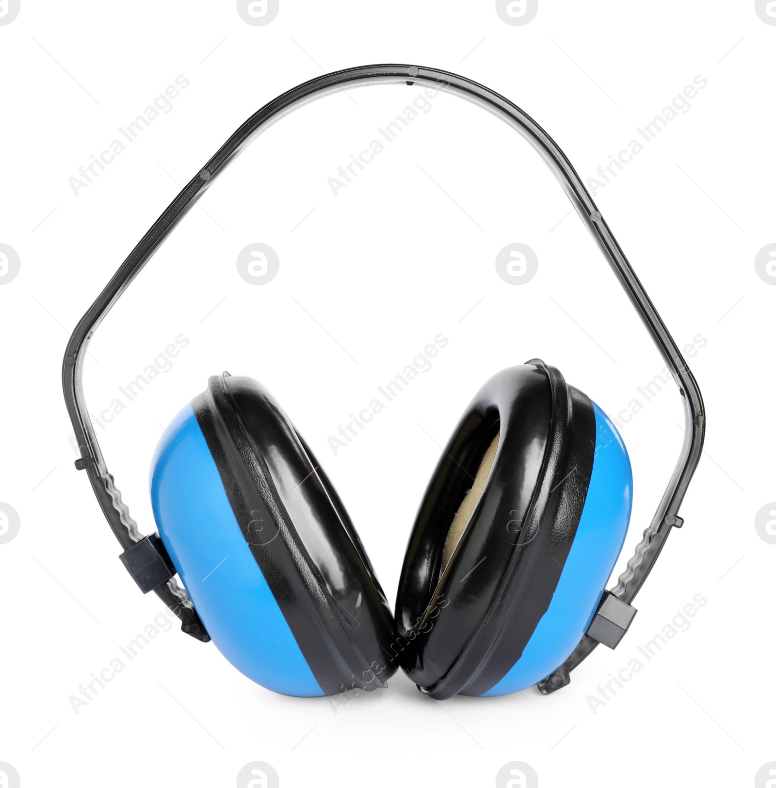 Photo of Protective headphones isolated on white. Safety equipment