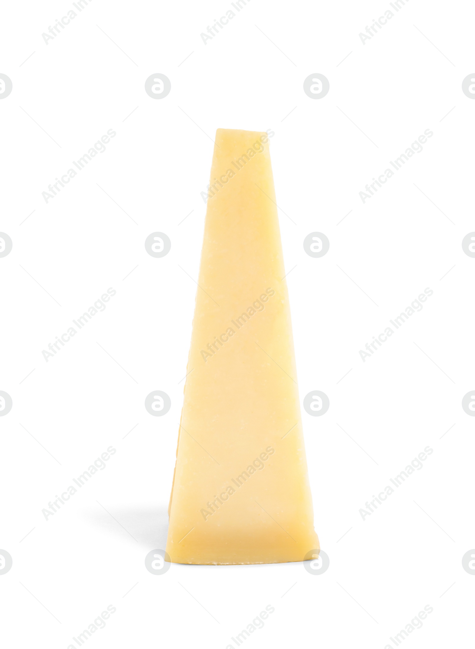 Photo of Piece of tasty parmesan cheese isolated on white