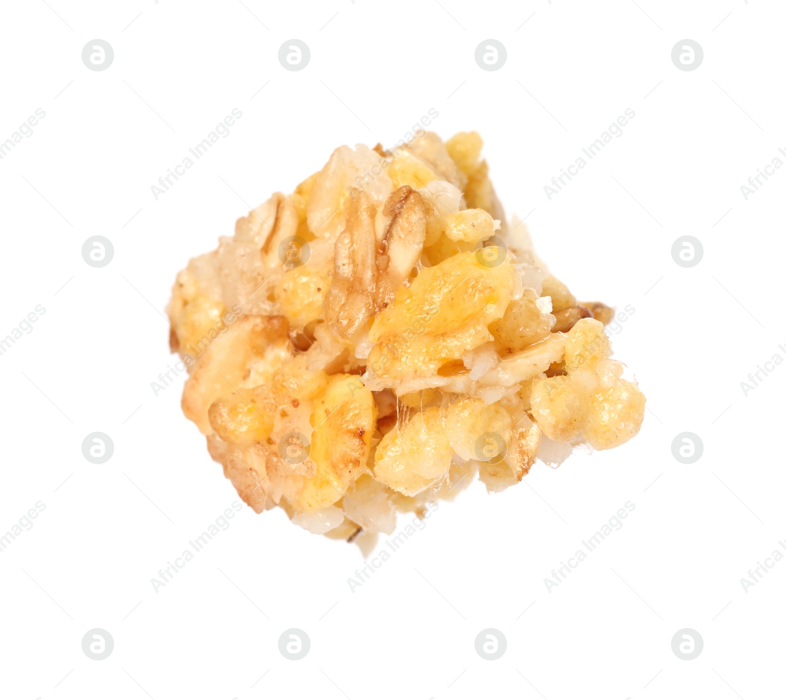 Photo of One piece of tasty granola bar isolated on white