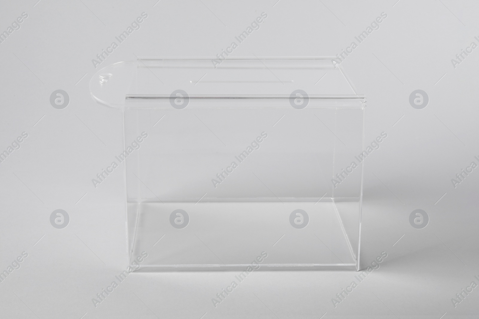 Photo of One ballot box on light grey background. Election time