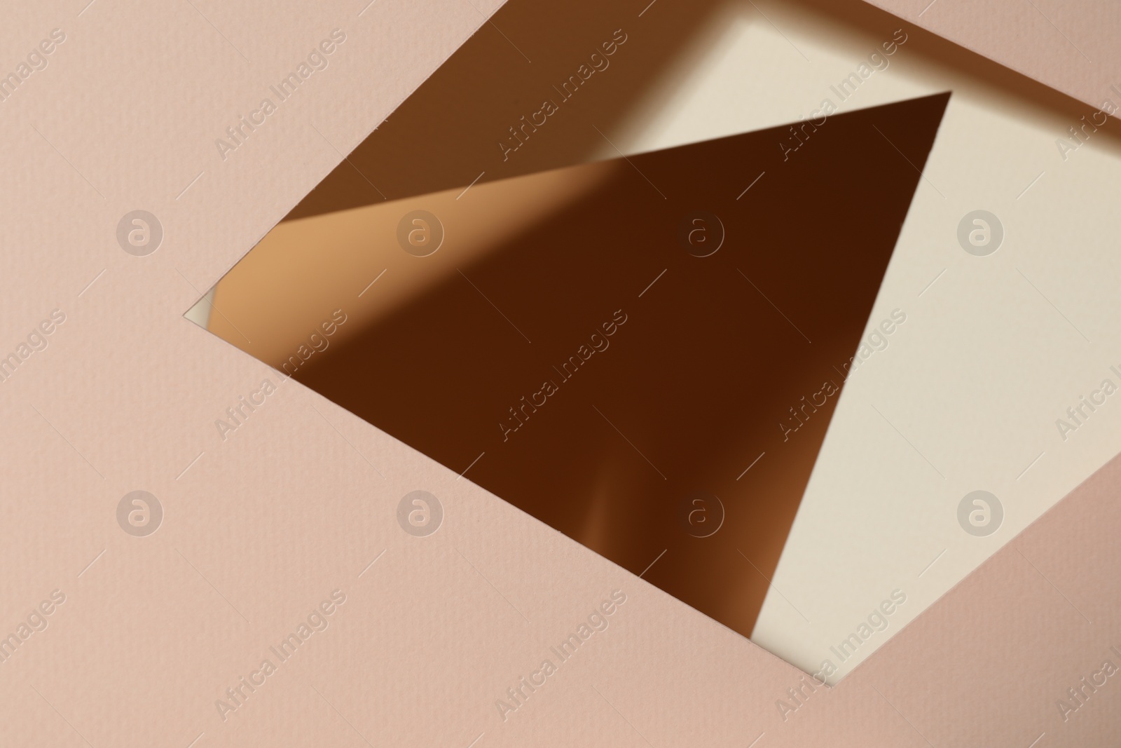 Photo of Presentation of product. Glass surface on pink background, above view. Space for text
