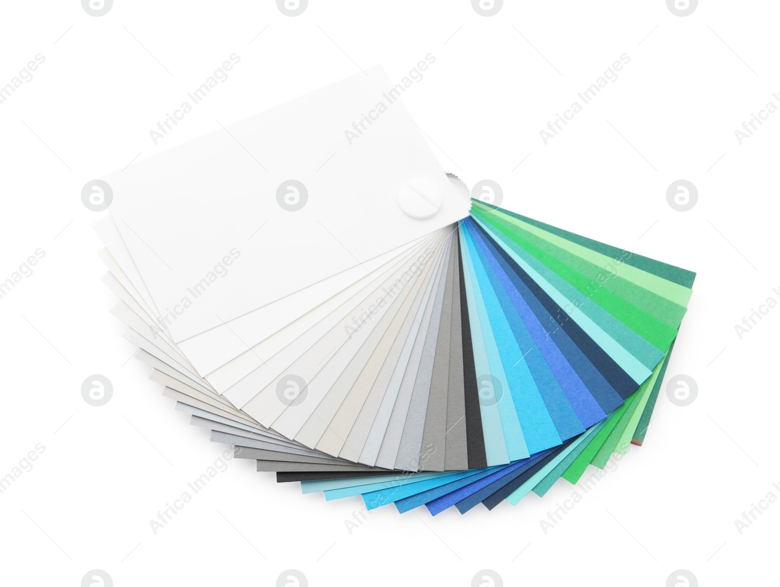 Photo of Color palette samples isolated on white, top view