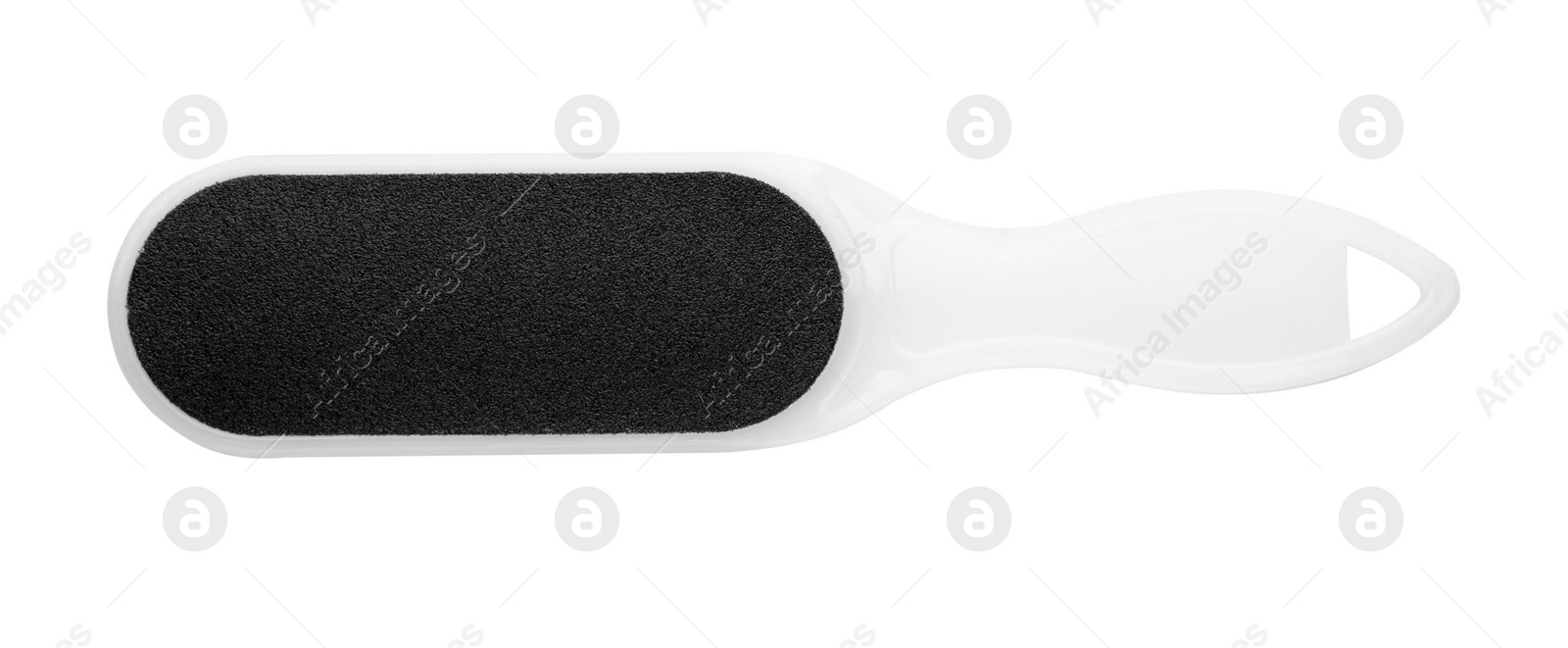 Photo of Foot file on white background, top view. Pedicure tool
