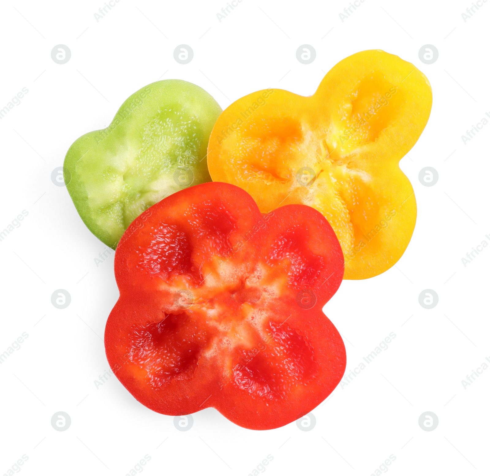 Photo of Different ripe bell peppers isolated on white