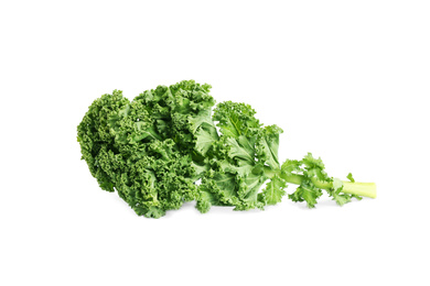 Fresh green kale leaf isolated on white