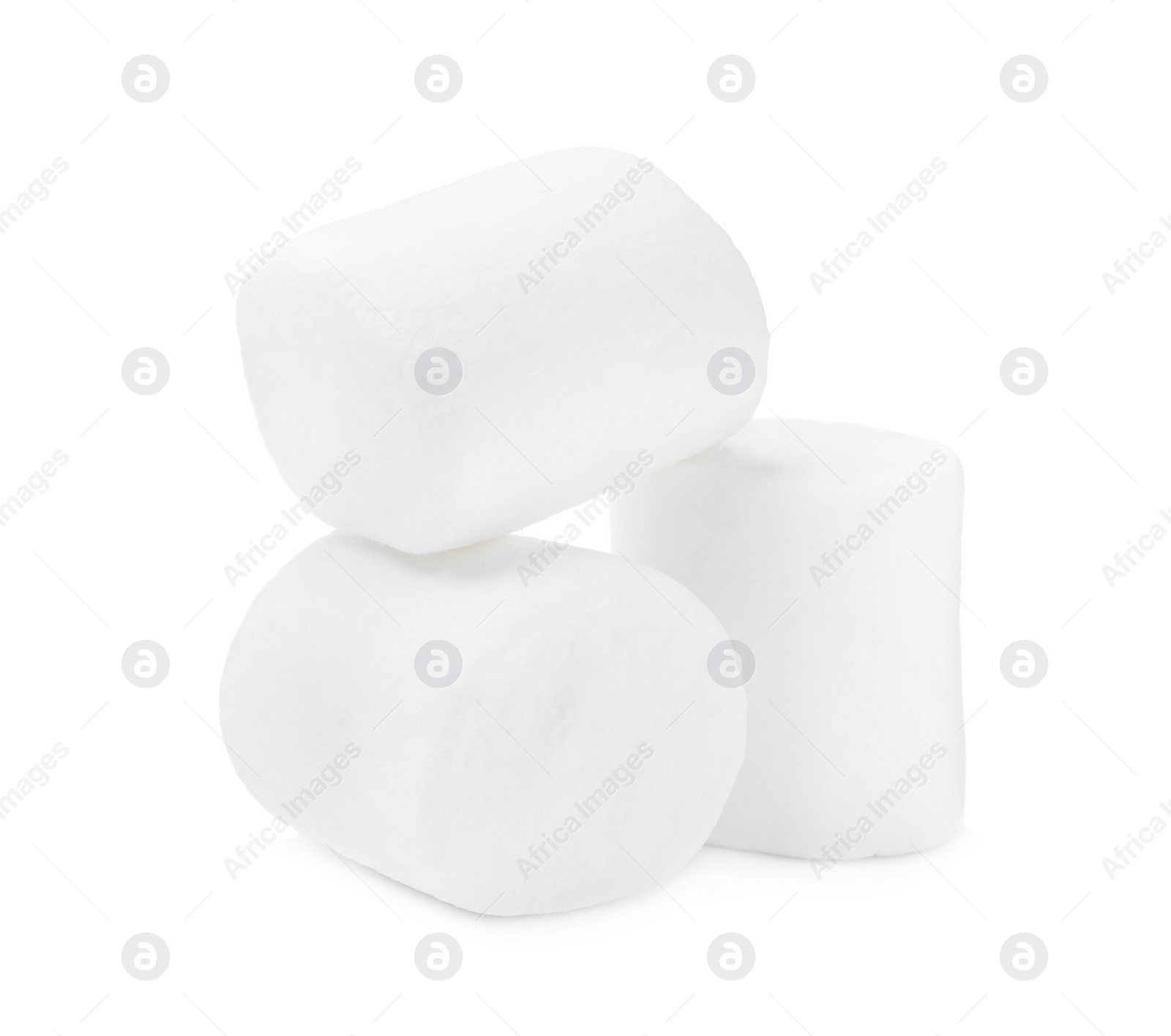 Photo of Delicious sweet puffy marshmallows on white background