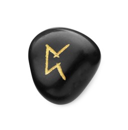 Photo of Black stone rune Perth isolated on white