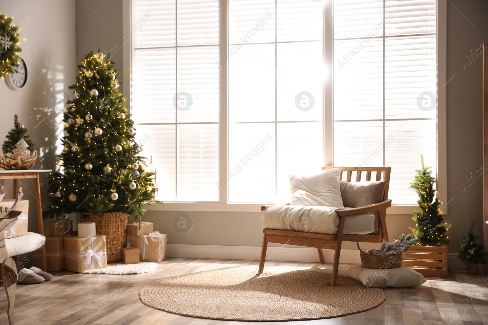 Photo of Beautiful living room interior decorated for Christmas