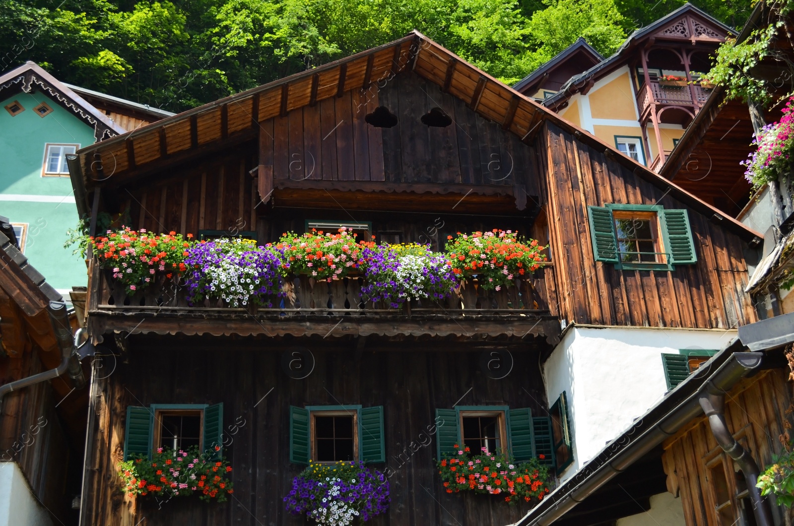 Photo of Picturesque view of town with beautiful buildings